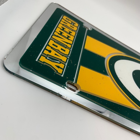 Vintage NFL Green Bay Packers Logo Striped Mirrored Decorative License Plate - Picture 6 of 12